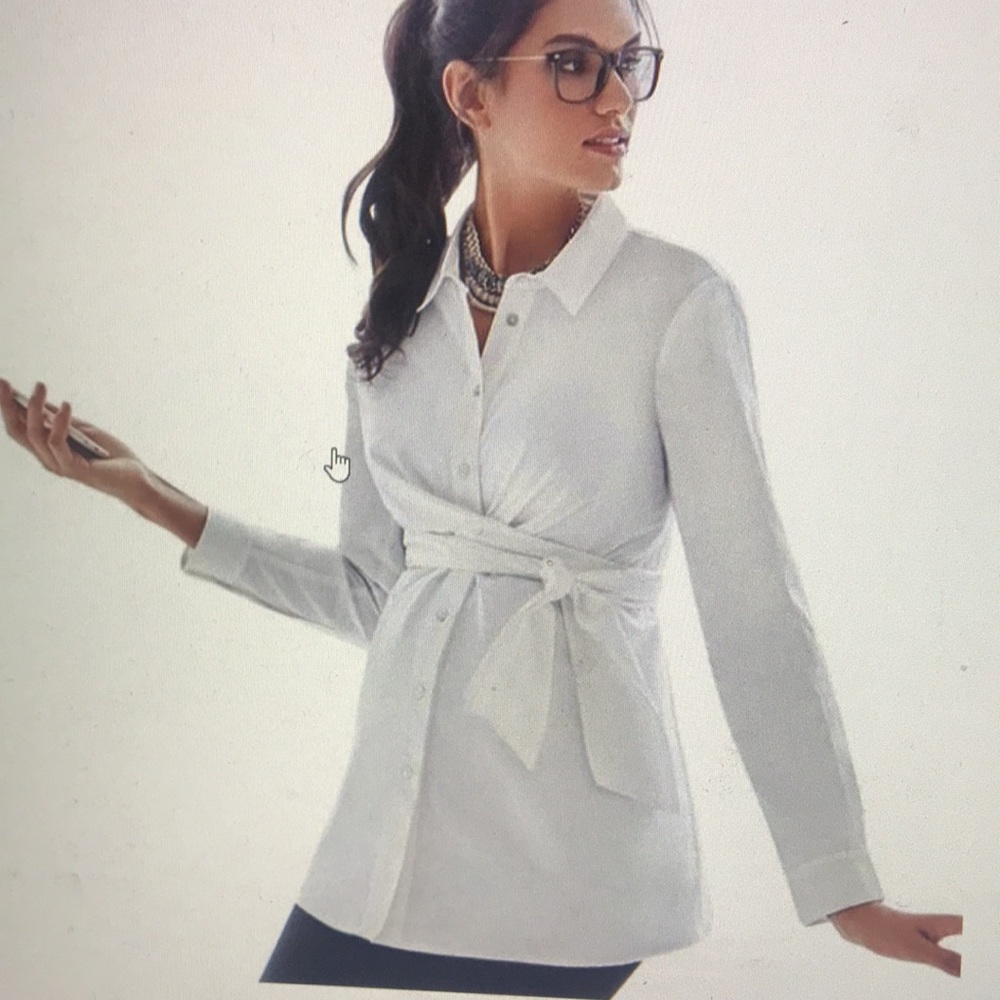 Seraphine Maternity White Ivory Wrap Around Shirt Button-down Top
